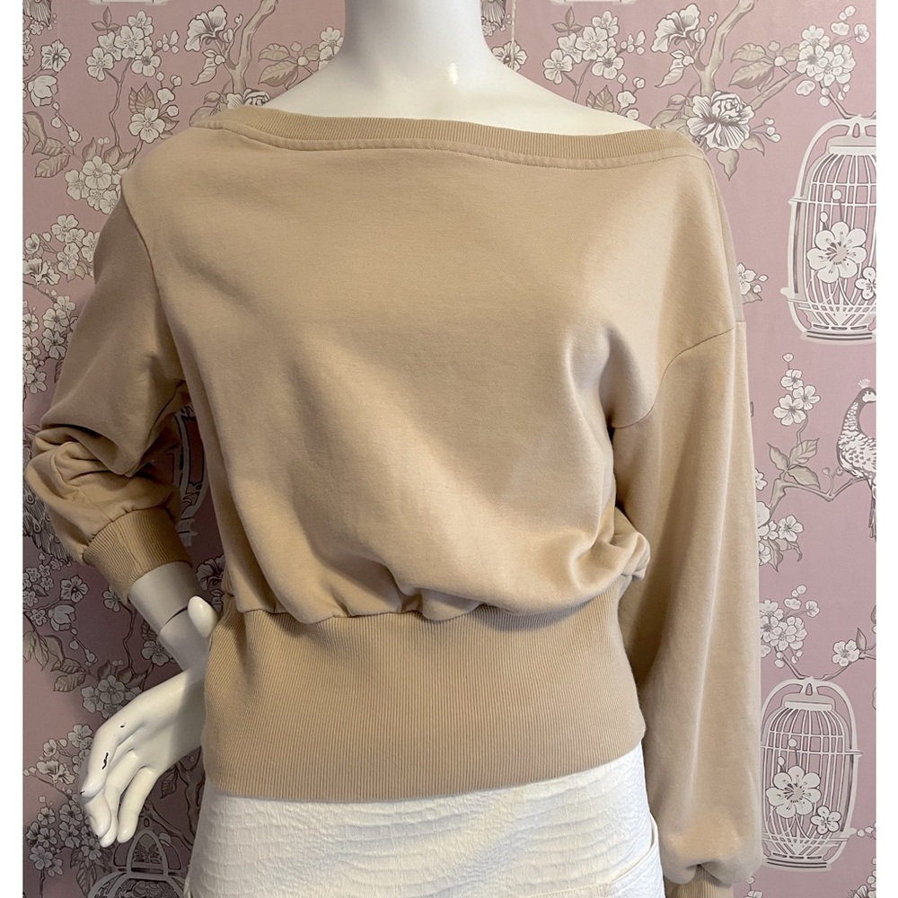 Women's Tan boatneck sweatshirt